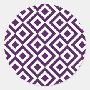 Purple and White Meander Classic Round Sticker