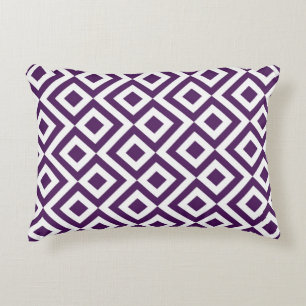Purple and White Meander Decorative Pillow