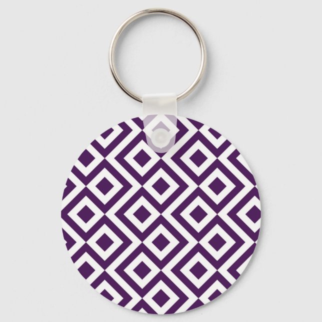 Purple and White Meander Keychain (Front)
