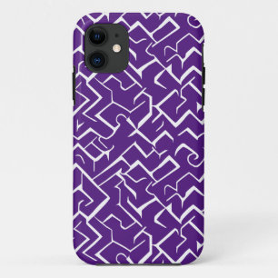 Purple and White Meander Pattern   Modern Maze iPhone 11 Case