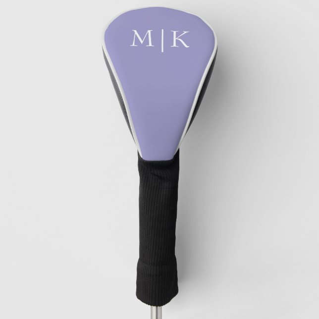 Purple and White | Modern Monogram Golf Head Cover (Front)