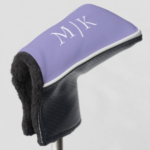 Purple and White   Modern Monogram Golf Head Cover