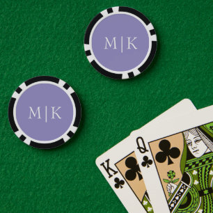 Purple and White   Modern Monogram Poker Chips
