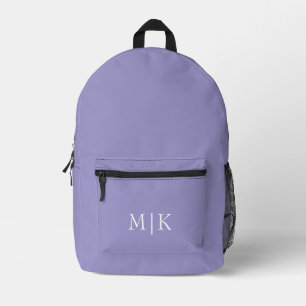 Purple and White   Modern Monogram Printed Backpack