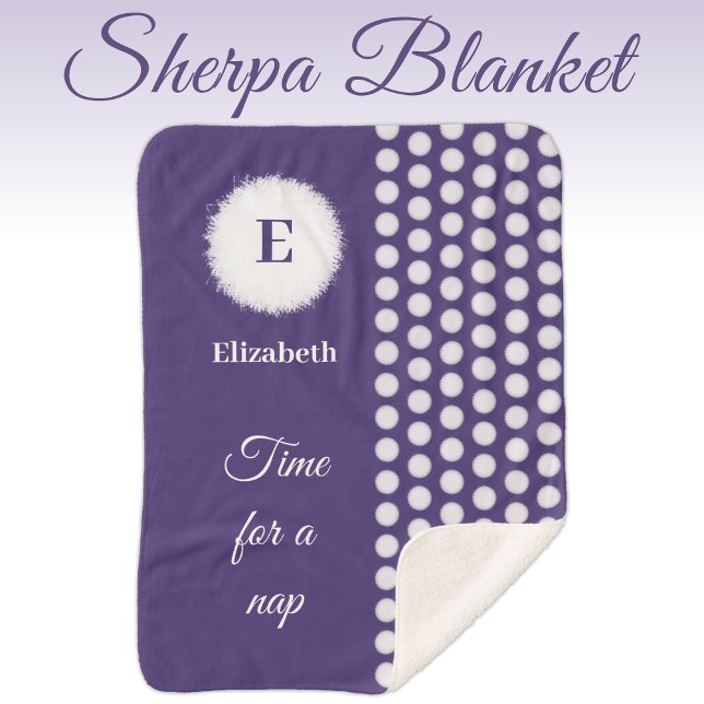 Purple and white monogram time for a nap sherpa blanket (Creator Uploaded)