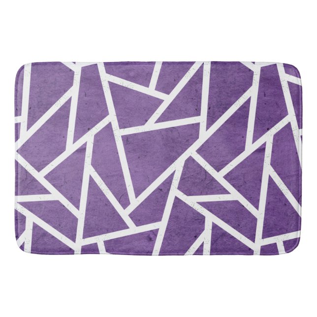 Purple and white mosaic pattern bath mat (Front)