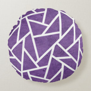 Purple and white mosaic pattern round pillow