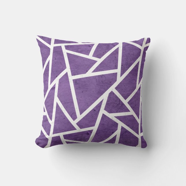 Purple and white mosaic pattern throw pillow (Front)