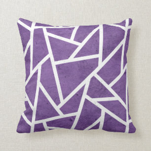 Purple and white mosaic pattern throw pillow