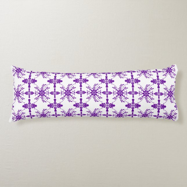 Purple And White Old English Floral Body Pillow (Front)