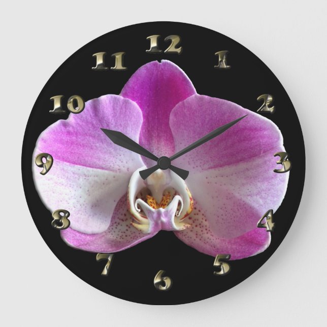 Purple and White Orchid Large Clock (Front)