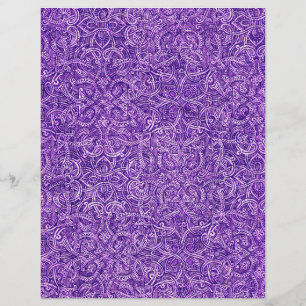 Purple and white ornate pattern scrapbook paper