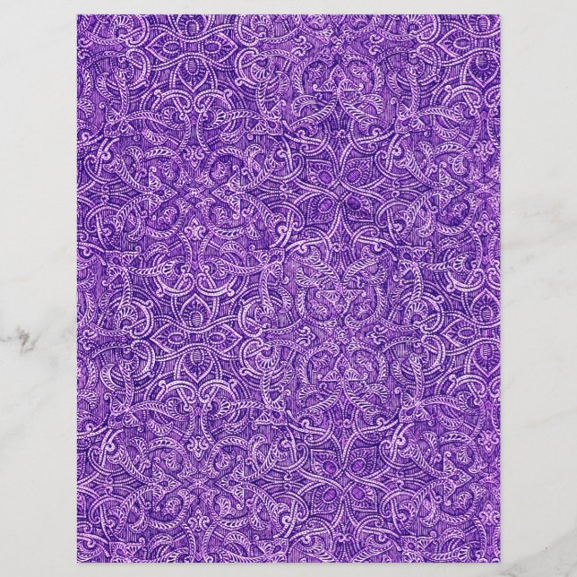 Purple and white ornate pattern scrapbook paper (Front)