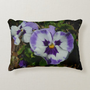 Purple and White Pansies Colourful Floral Accent Pillow