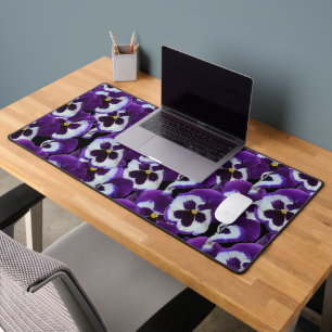 Purple And White Pansies, Desk Mat