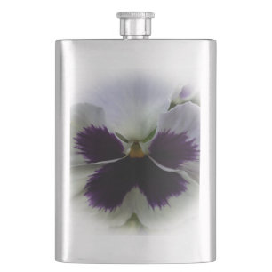 Purple and white pansy hip flask