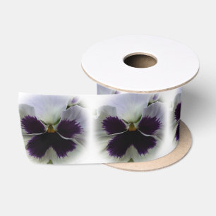 Purple and white pansy satin ribbon