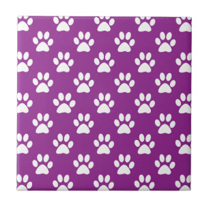 Purple and white paw prints pattern tile