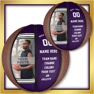 Purple and White Personalized Mini Basketball