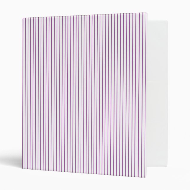 Purple and White Pinstripe 3 Ring Binder (Front/Inside)
