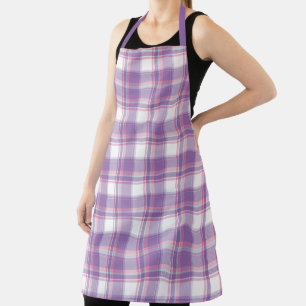 Purple and White Plaid Apron