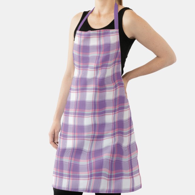 Purple and White Plaid Apron (Insitu)