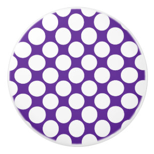 Purple and white Polka dot Ceramic Knob