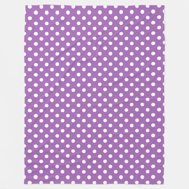 Purple And White Polka Dot Pattern Fleece Blanket (Front)