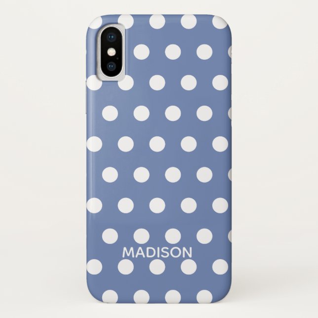 Purple and white polka dot  Personalized Name Case-Mate iPhone Case (Back)