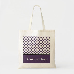 Purple and White Polka Dot, Personalized Tote Bag