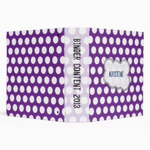 Purple and white polka dots binder