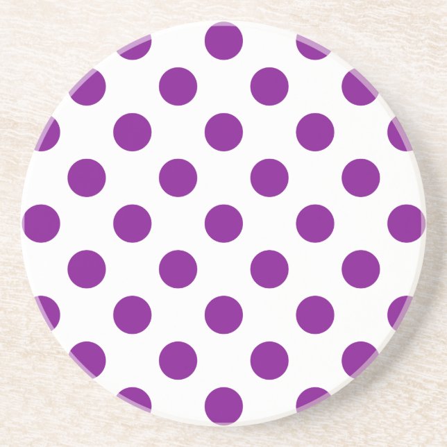 Purple and white polka dots coaster (Front)