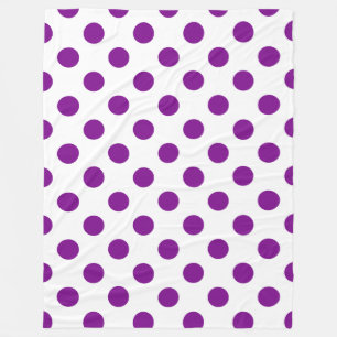 Purple and white polka dots fleece blanket