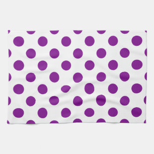 Purple and white polka dots kitchen towel