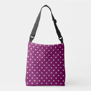 Purple and White Polka Dots, Magenta Crossbody Bag