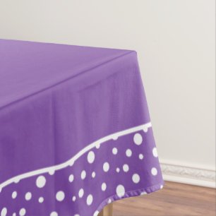 Purple and White Polka Dots Tablecloth