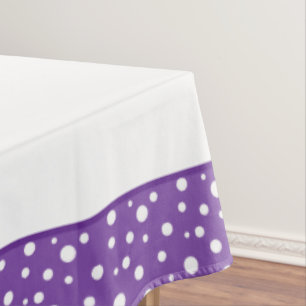 Purple and White Polka Dots Tablecloth