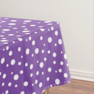 Purple and White Polka Dots Tablecloth