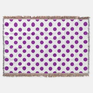 Purple and white polka dots throw blanket