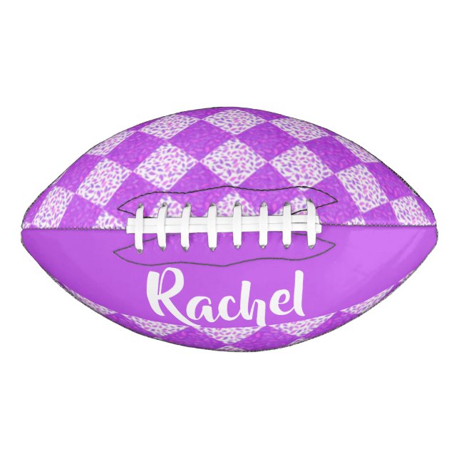 Purple and white quilt pattern football (Front)