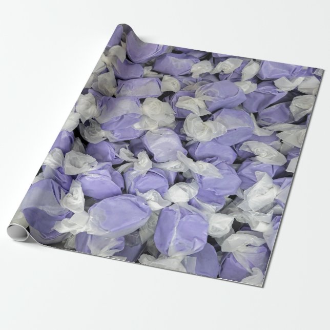 Purple and White Salt Water Taffy Wrapping Paper (Unrolled)