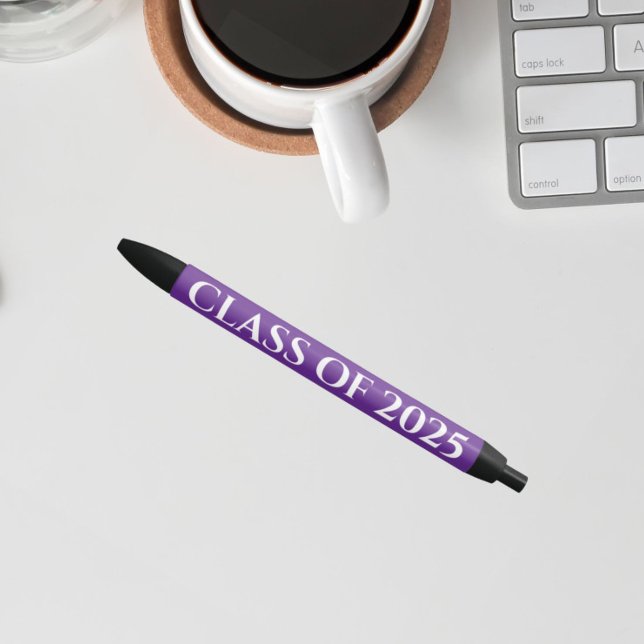 Purple and White School Colours Class Year Black Ink Pen (In Situ)