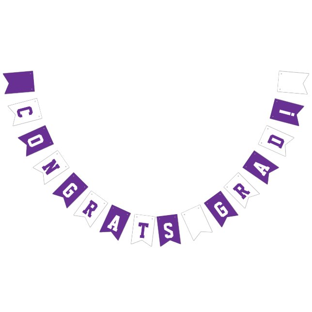 Purple and White School Colours Graduation Bunting Flags (All)