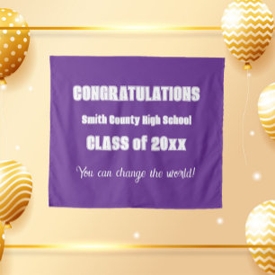 Purple and White School Colours Graduation Tapestry