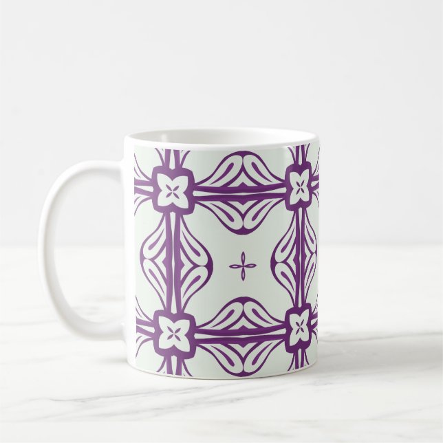 Purple and White Seamless Pattern  Coffee Mug (Left)