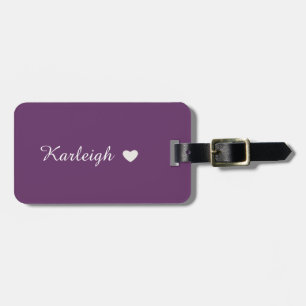 Purple and White Single Name Luggage Tag