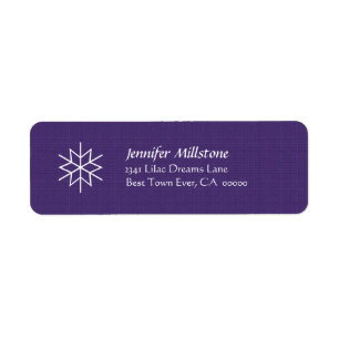 Purple and White Snowflake Address Label