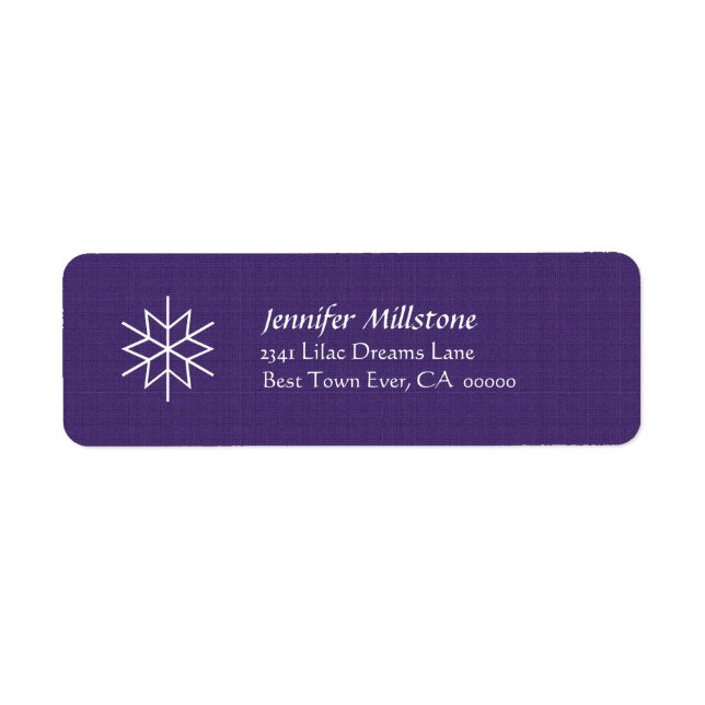 Purple and White Snowflake Address Label (Front)