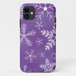 Purple and White Snowflake Pattern iPhone 11 Case
