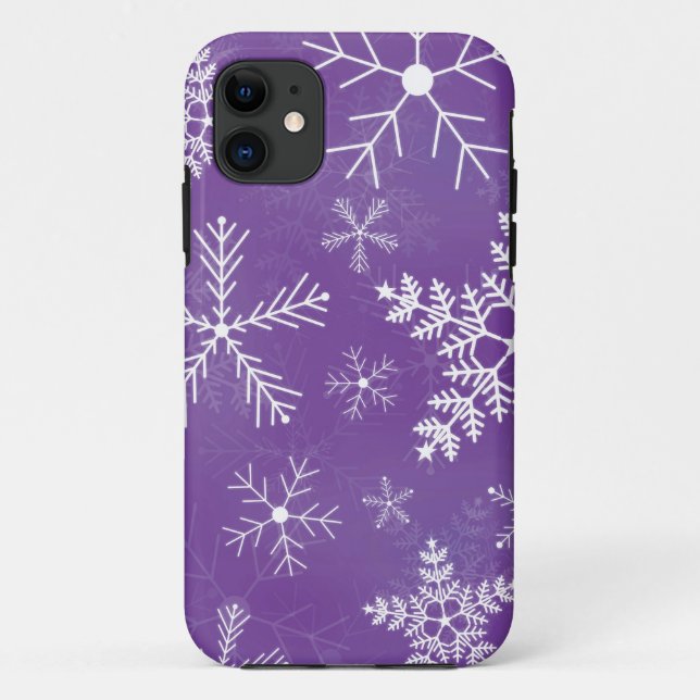 Purple and White Snowflake Pattern Case-Mate iPhone Case (Back)